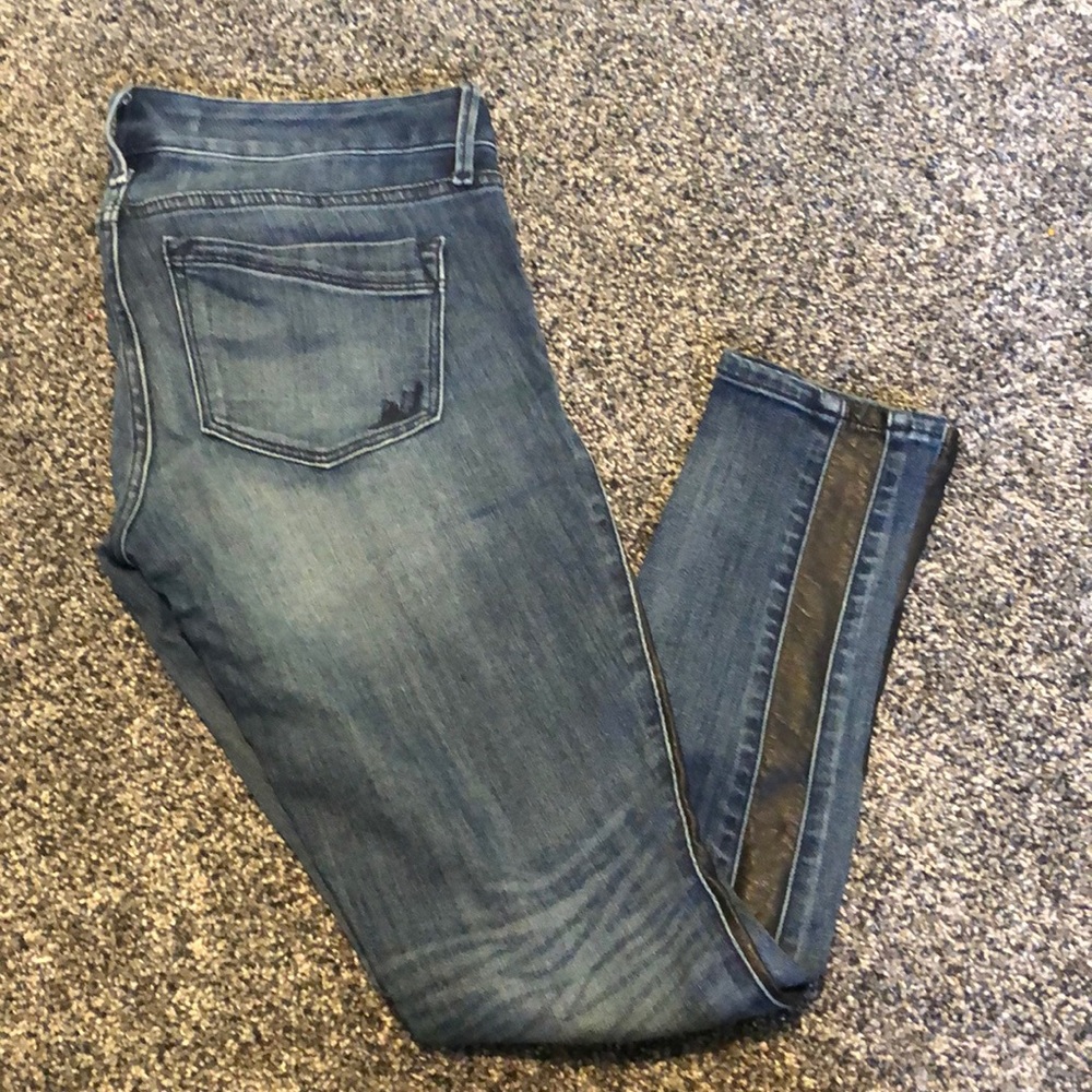 Express Skinny Jean with Leather Stripe